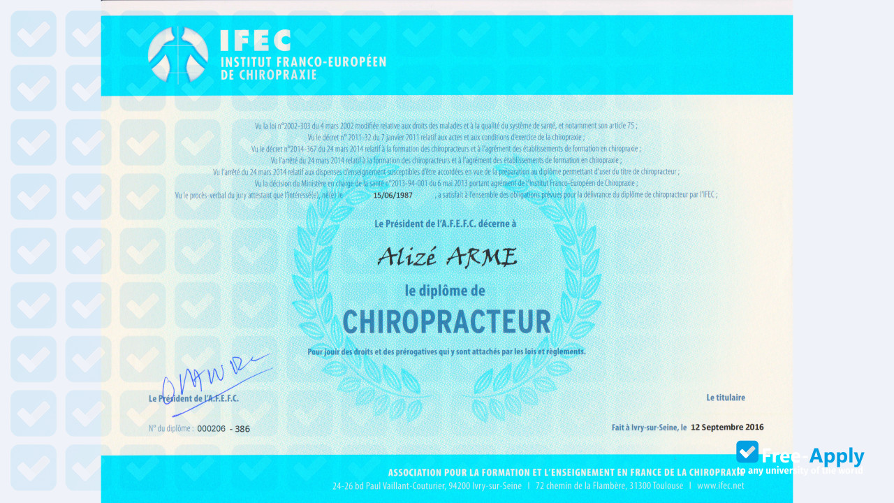 Franco European Chiropractic Institute - Paris photo #6